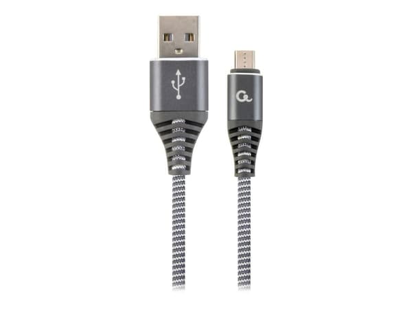 Gembird CC-USB2B-AMMBM-1M-WB2, 1 m, Micro-USB B, USB A, USB 2.0, 480 Mbit/s, Harmaa, Valkoinen