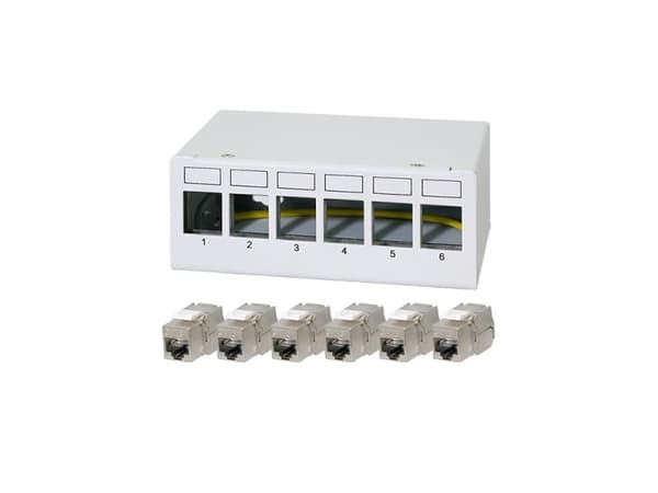 LogiLink patchpanel 6 portar med 6x Cat.6A Keystone-moduler (NK4091)
