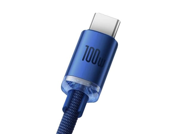 Baseus Crystal Shine USB- till USB-C-kabel, 100 W, 2 m (blå)
