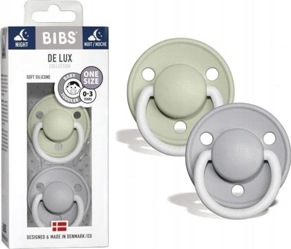 Bibs DE LUX napp One Size 2-pack Sage Night & Cloud Night silikon