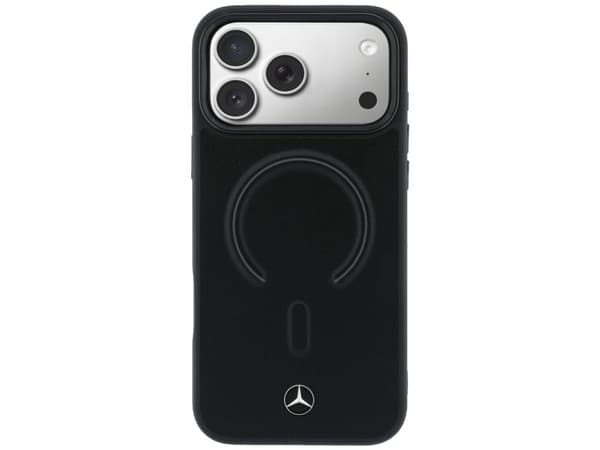 Mercedes Leather 3D MagSafe Case for iPhone 17 Pro Max - Black