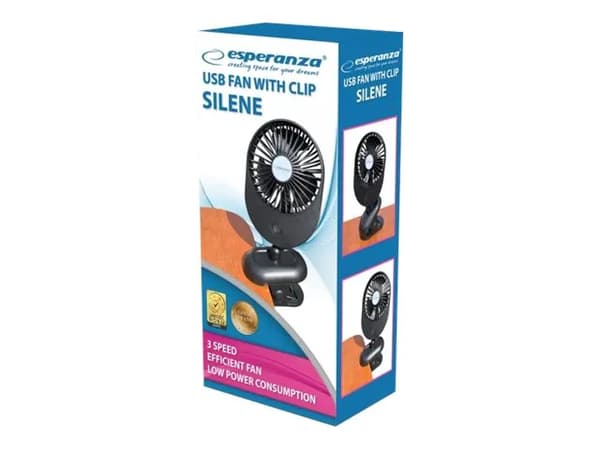 Esperanza SILENE - Kjølevifte - med klips - 9 cm - USB
