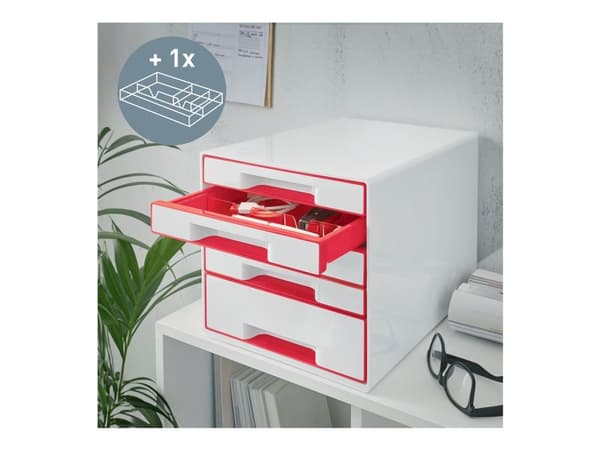 Leitz WOW CUBE - Lådskåp - 5 lådor - för A4 Plus - röd