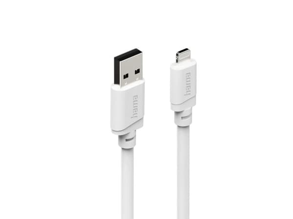Hama 00201802, 3 m, Lightning, USB A, Hankjønn, Hankjønn, Hvit