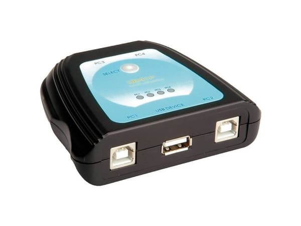 VALUE Manual USB 2.0 Printer Switch, Kabel, 70 x 25 x 90 mm, 4 x USB