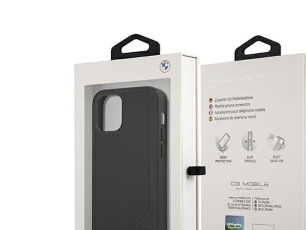 BMW lærpreget etui til iPhone 12 mini - svart