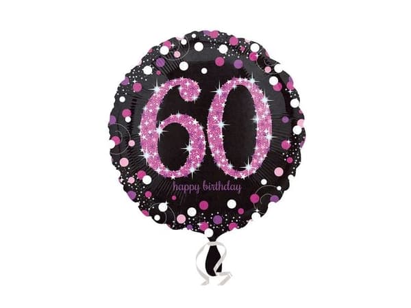 Folioilmapallo 60 vuotta Pink Sparkling