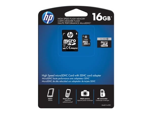 HP - Flashminnekort (SD-adapter inkludert) - 16 GB - Class 10 - microSDHC