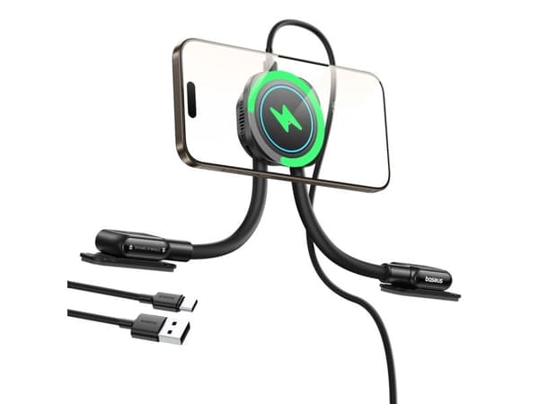 TelForceOne Baseus PrimeTrip C03sPro magneettinen pidike, jossa on langaton lataustarra musta