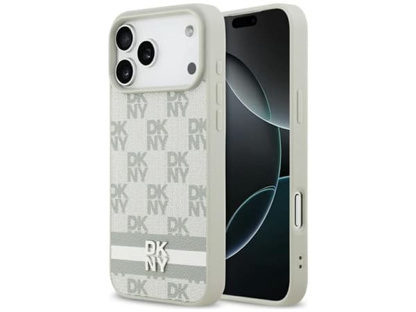 DKNY Checkered with Printed Stripes Case for iPhone 17 Pro Max - Beige