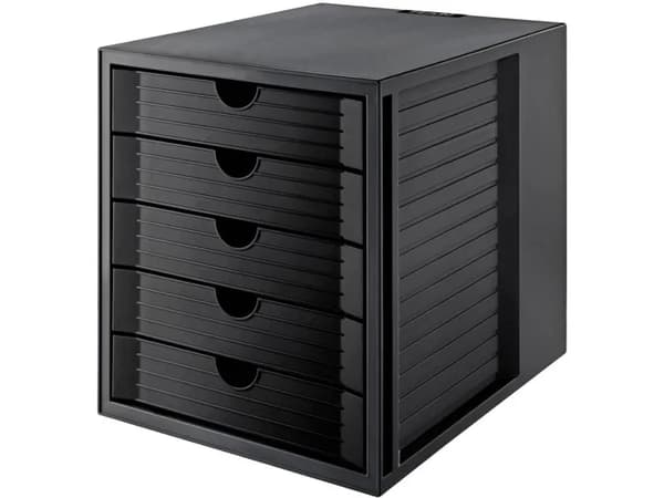 Skuffesystem HAN A4 Systembox sort med 5 skuffer