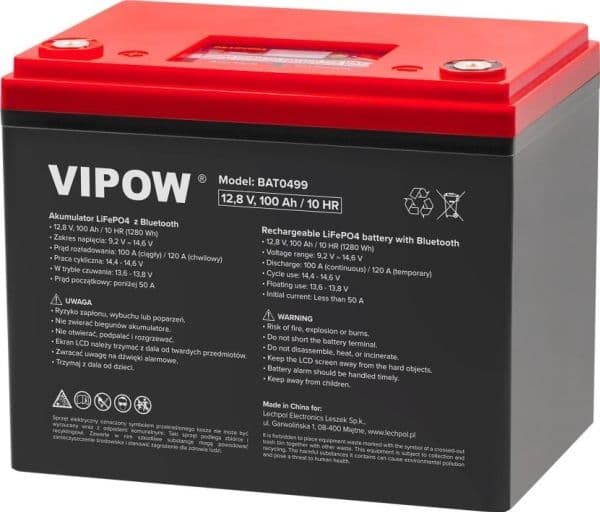 Vipow LiFePO4 Bluetooth batteri 100Ah