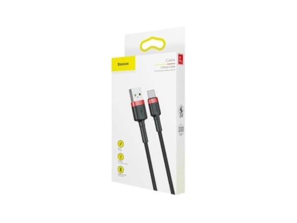 Baseus Cafule - USB-kabel - USB (hann) til USB-C (hann) - USB 2.0 - 3 A - 1 m - rød/svart