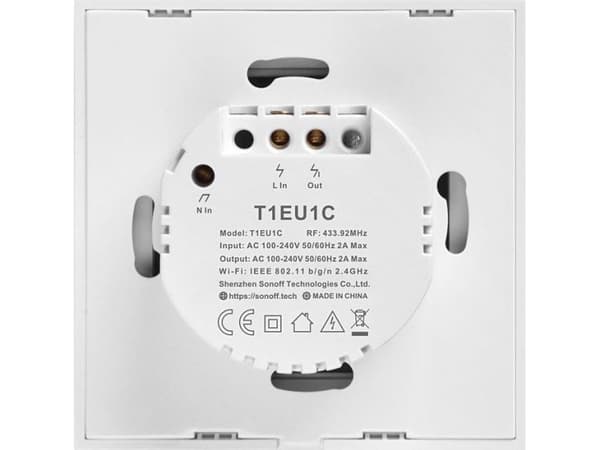 Smart switch WiFi + RF 433 Sonoff T1 EU TX – 2 kanaler