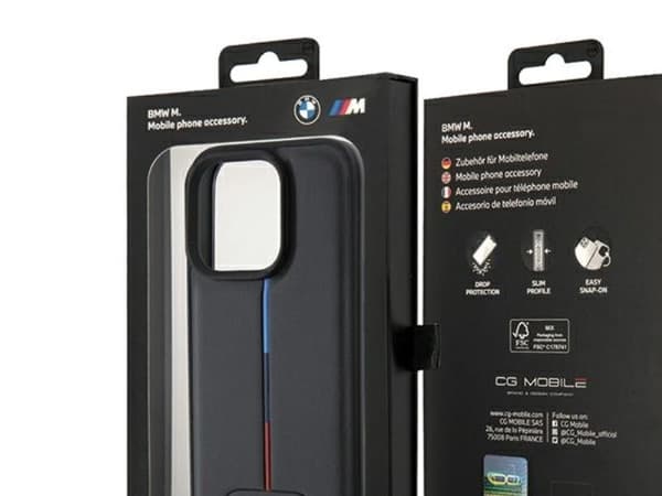 BMW Quilted Tricolor iPhone 15 Pro Case - Black