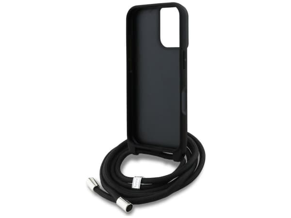 Karl Lagerfeld Crossbody Grained Pattern &amp; Logo Case for iPhone 16 - Black