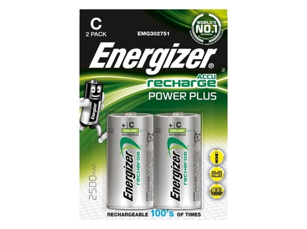 Batterier, Energizer® Accu Recharge Power Plus, C/HR14, 2-pack