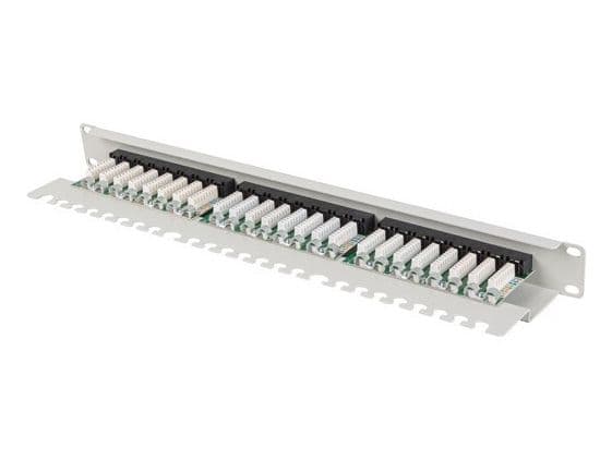 PATCH PANEL 24 PORT 1U 19" CAT.6A UTP MED KABELORGANISATOR GRÅ LANBERG