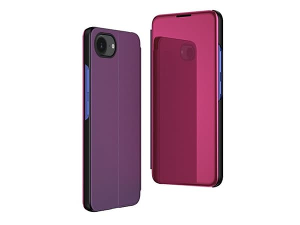 Clear View-deksel til iPhone 16e / 17e flip - rosa