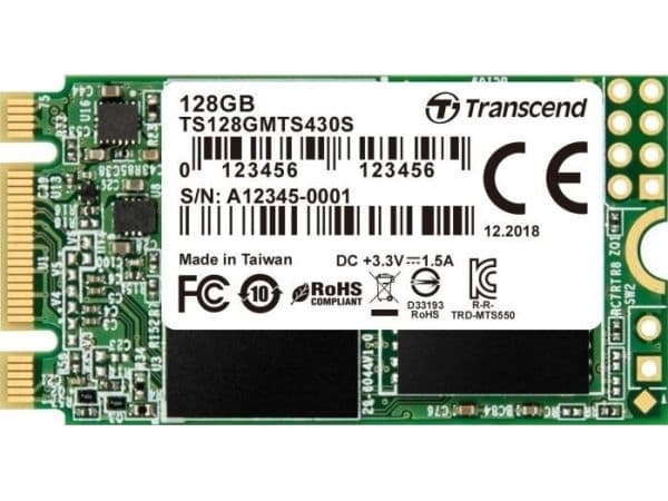 Transcend MTS430S - SSD - 128 GB - intern - M.2 2242 - SATA 6Gb/s - for Intel Next Unit of Computing 12