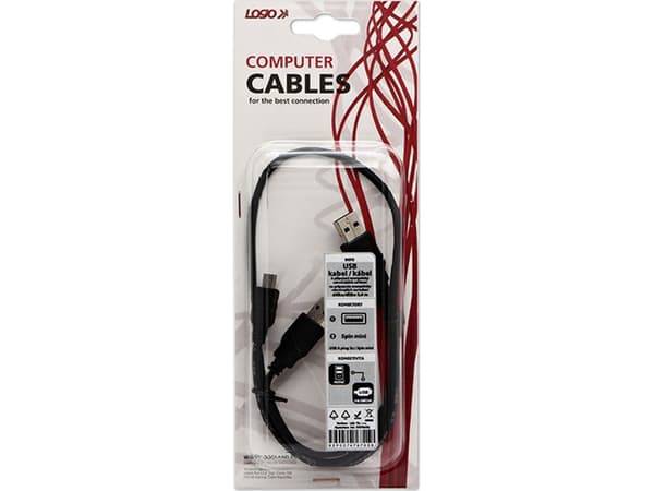 USB Logo USB-A - microUSB + USB-A kaapeli 0,6 m Musta