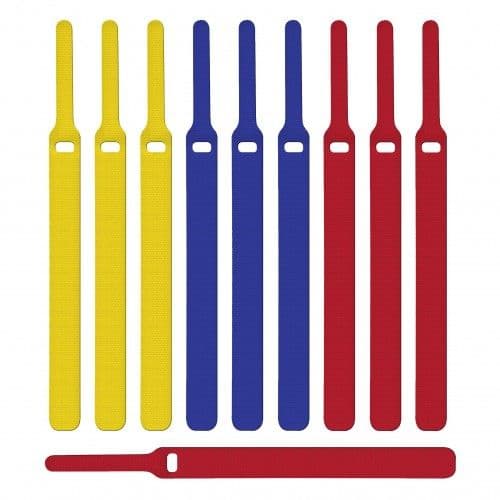 LTC BASIC STRAPS - Kabelsamlare - 17 cm - blå, gul, röd (paket om 10)