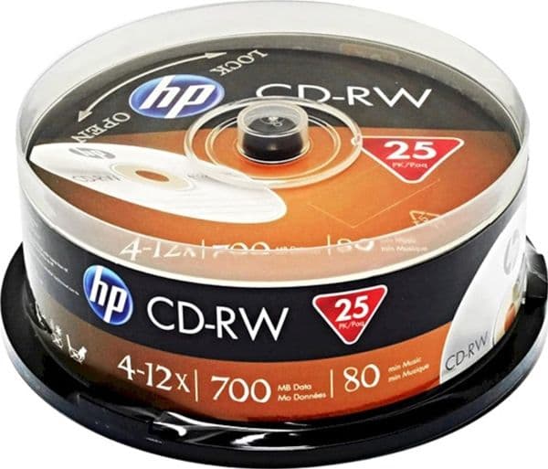 HP CD-RW 700 MB 12x, 25 stk