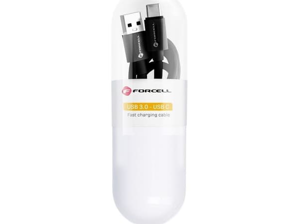 USB-kabel ForCell USB-A til USB-C 1 m svart