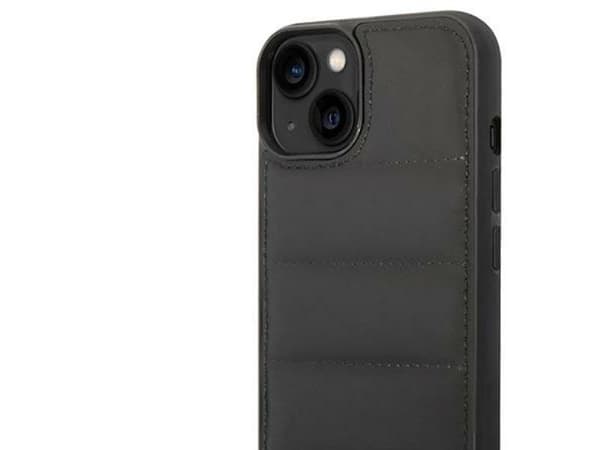 Karl Lagerfeld Puffy avlangt logo-deksel for iPhone 14 Plus - Sort