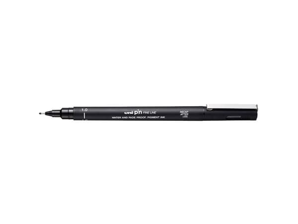Uni-Ball PIN 1.0, Sort, Sort, Plast, Rund, Black, Plast