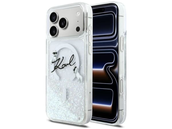 Karl Lagerfeld Liquid Glitter Karl Script Logo MagSafe Case for iPhone 17 Pro Max - Clear