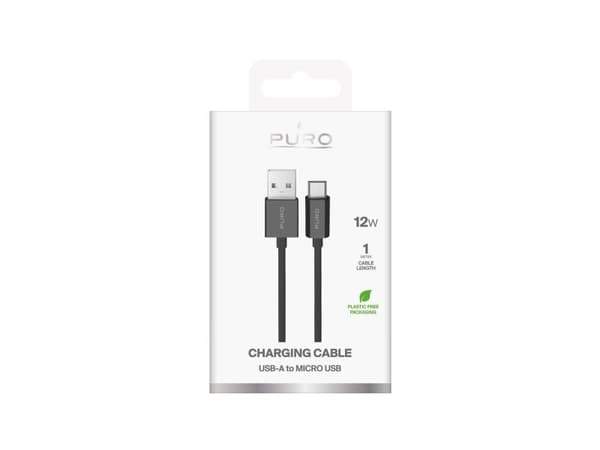 PURO , 1 m, USB A, Micro-USB A, USB 2.0, Svart