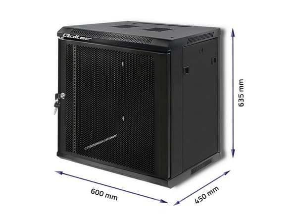 Qoltec - Telinekotelo - musta - 12U - 19"