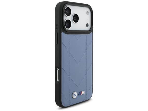 BMW M quiltet logotre MagSafe-deksel for iPhone 17 Pro Max - Blå