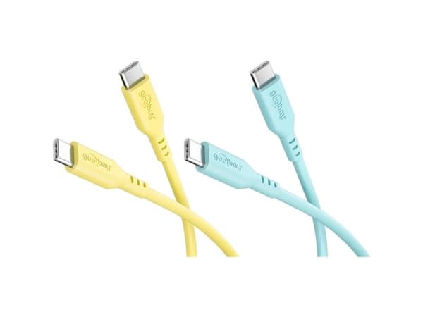 Tropic Glow-set med 2 USB-C-silikonkablar, 1,5 m, gul; turkos