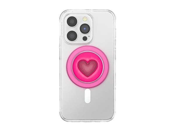 PopSockets Popsockets Crystal Heart MagSafe grep + stativ til telefon rosa