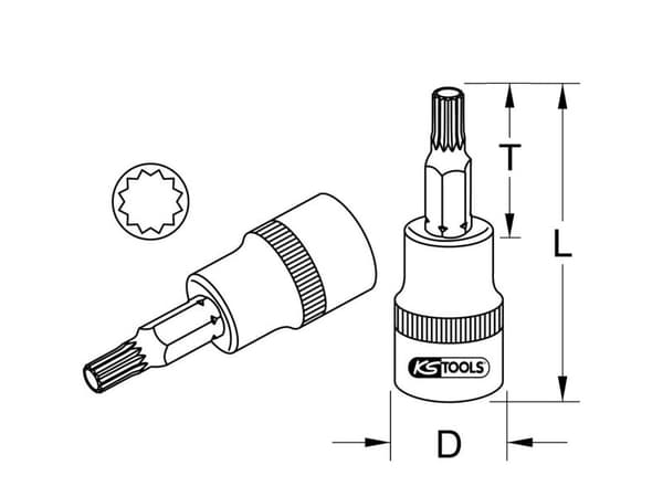KS TOOLS 1/4" CHROMEplus bitssokkel XZN, M8 (918.1445)