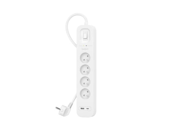 Belkin Power Strip SurgePlus Surge Protector 4xFR 1xUSB-A 1xUSB-C 525J 2M