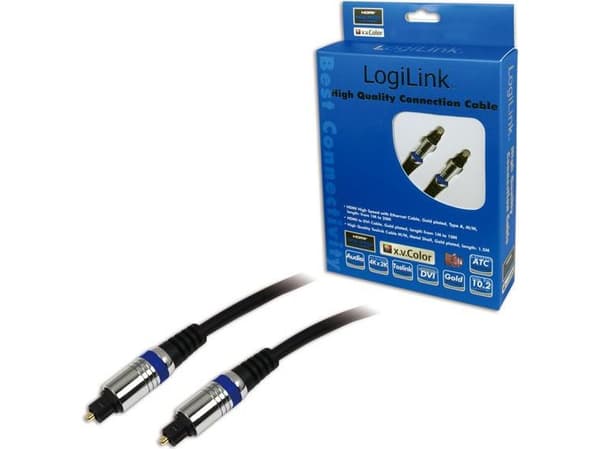 LogiLink Toslink 1.5m, TOSLINK, Hankjønn, TOSLINK, Hankjønn, 1,5 m, Sort