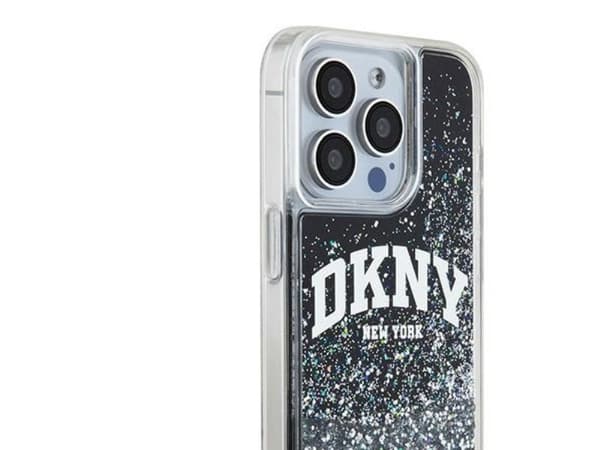DKNY Liquid Glitter Big Logo-deksel til iPhone 14 Pro - Sort