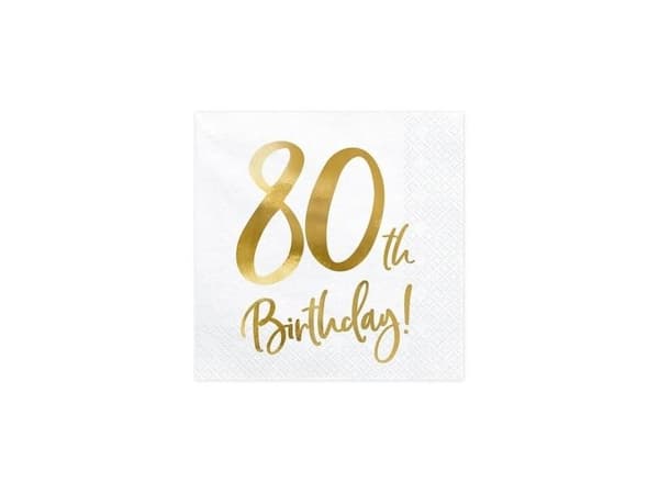 Servietter 80th birthday, guld