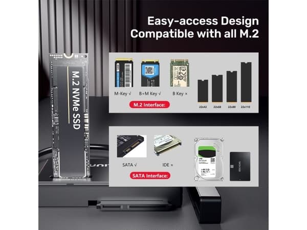 UNITEK KOTELO ADAPTERI NVME M.2 SSD USB-C