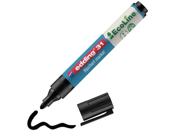 edding EcoLine 31 - Markør - for flippover - svart - vannbasert blekk - 1.5-3 mm