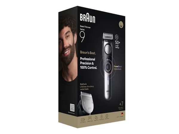 Braun BeardTrimmer 9 80789785, AC/Batteri, Grå