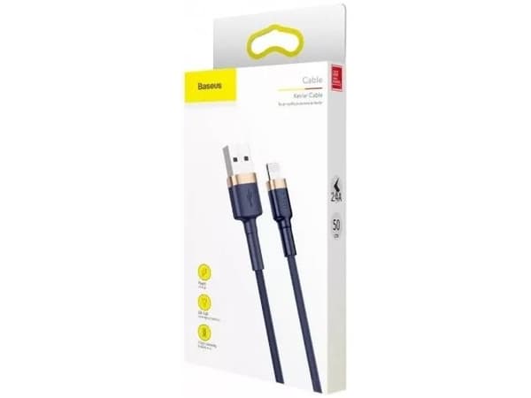Baseus CALKLF-CV3, 2 m, USB A, Lightning, Hankjønn, Hankjønn, Blå, Gull