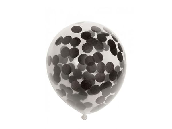 Ballonger, svart konfetti