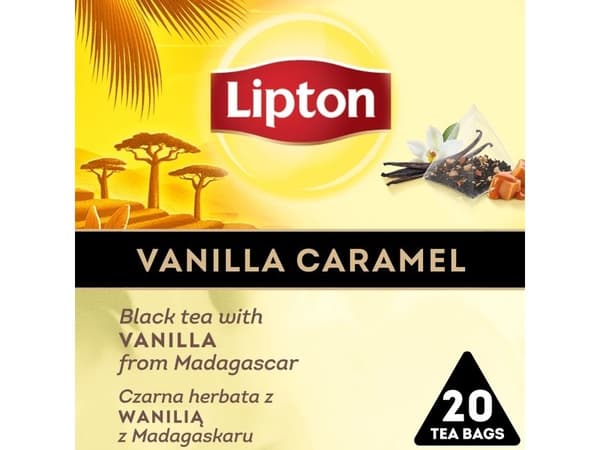 Lipton LIPTON te, pyramideposer, svart, vanilje, 20 poser