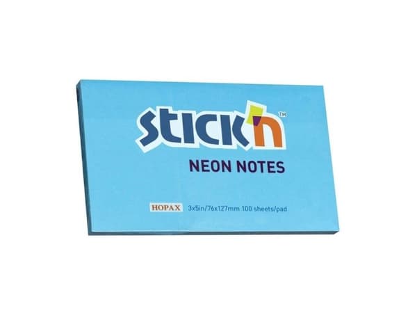 Notes, BNT Stick´n, Neon, blå, 127x76mm - (12 stk.)