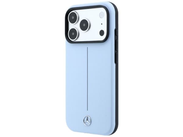Mercedes Leather Semi Wrap Iconic Line MagSafe Case for iPhone 18 Pro Max / 17 Pro Max - Blue