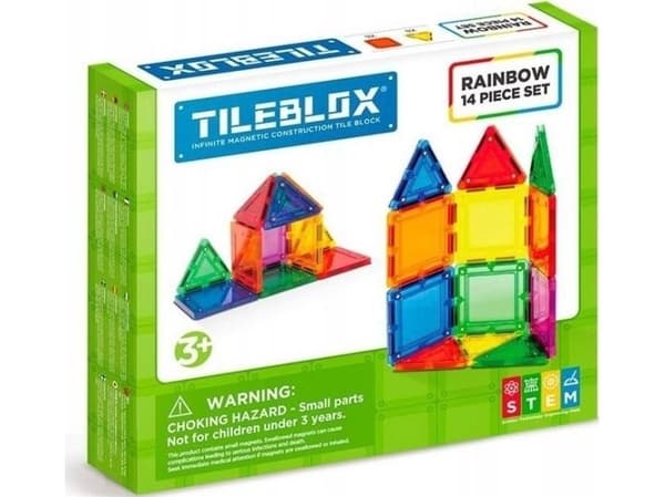 Tileblox regnbuemagnetiske klosser 14 stk